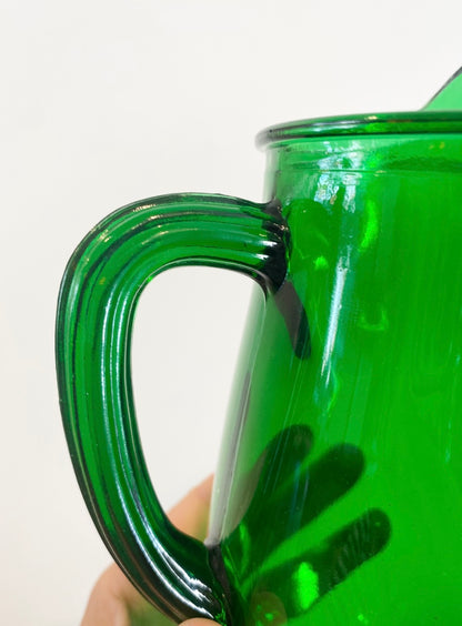 Vintage Glass Emerald Green Pitcher