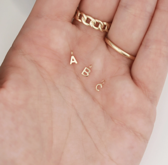 Letter Charms 14k Solid Gold SMALL