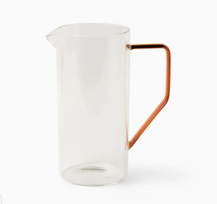 Glass Pitcher Clear with Amber Handle 2L