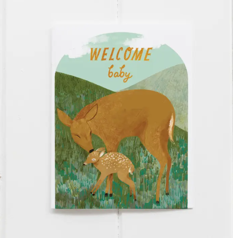 Greeting Card "Welcome Baby w/ deer"