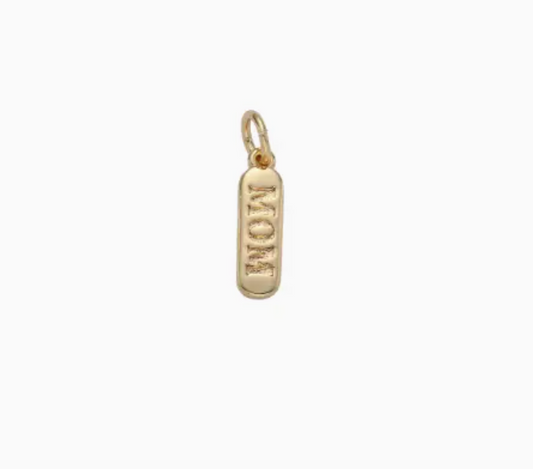 Mom Tag Charm gold fill