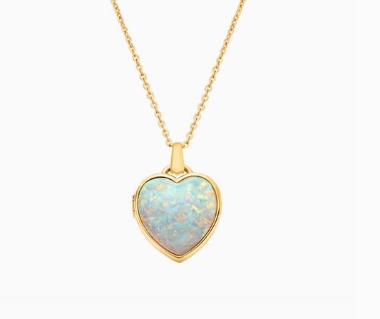 Opal Heart Locket Necklace