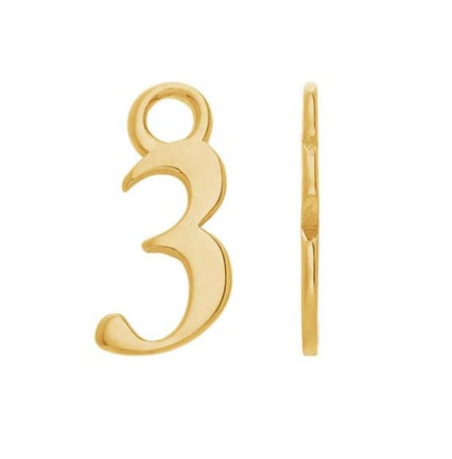 Number Charm 14k solid gold