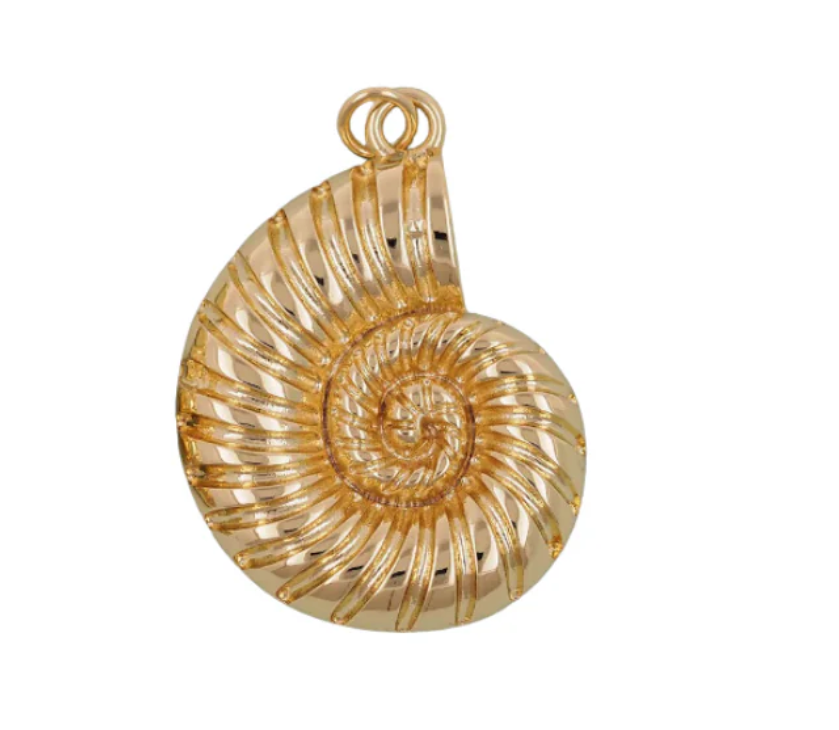 Large Spiral Shell Charm gold fill