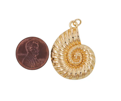 Large Spiral Shell Charm gold fill