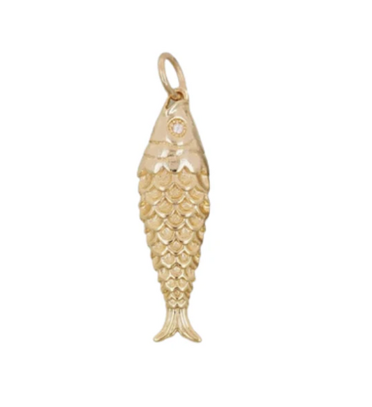 Textured Fish Charm gold fill