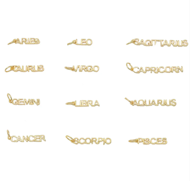 Zodiac Name Charms gold fill