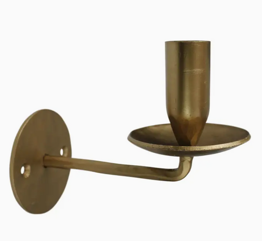 Taper Wall Sconce, Hammered Brass