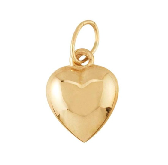 Puffy Heart Charm 14k solid gold