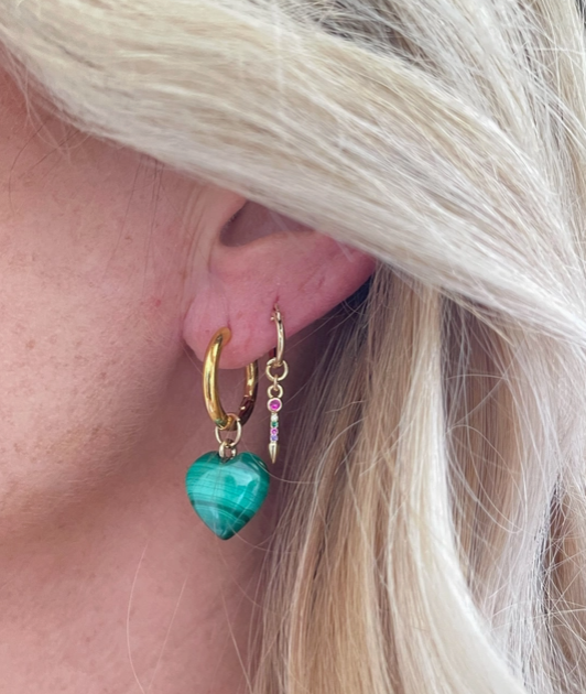 Heart Malachite Hoops