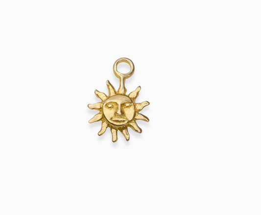 Sun Face Charm, Gold vermeil