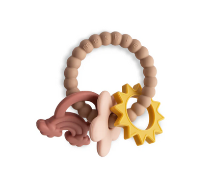 Mushie Teething Ring (Pink/Nature)