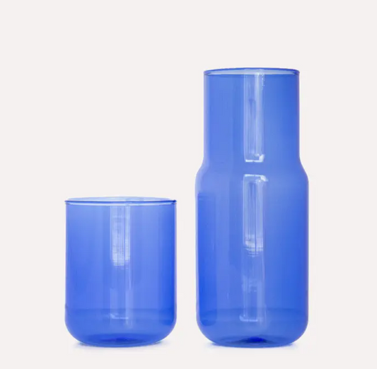 Tinted Glass Carafe Set, Blue