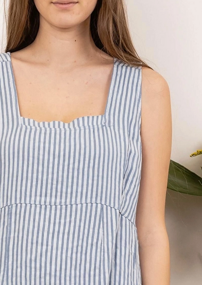 Linen Stripe Sleevless Dress