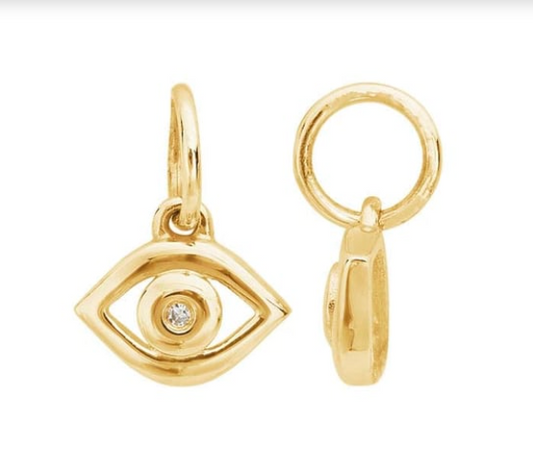 Evil Eye Diamond Set Charm 14k solid