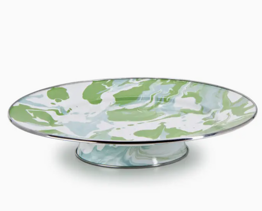 Enamel Swirl Cake Stand Green