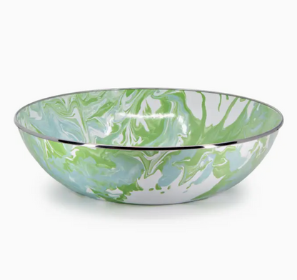 Enamel Swirl XL Catering Bowl green