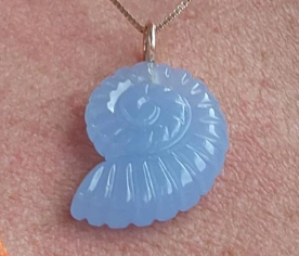 Blue Chalcedony Gemstone Shell Pendant
