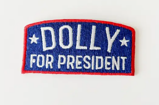 Dolly for President, iron on patch