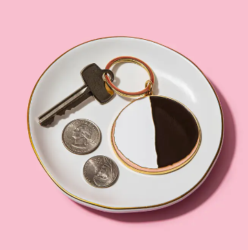 Black and White Cookie Enamel Keychain