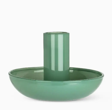 Green Glass Tapered Candle Holder
