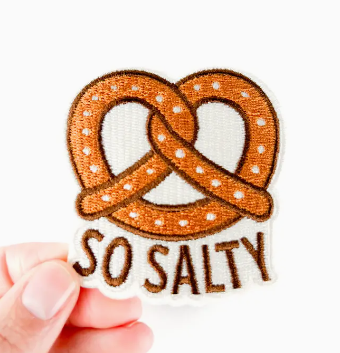 So Salty Pretzel, iron on patch