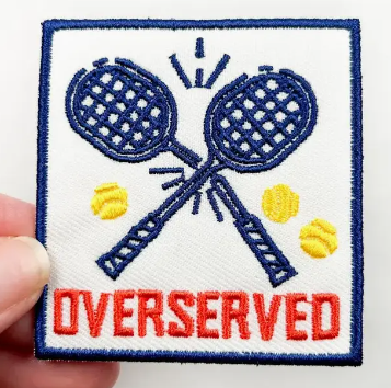Overserved Tennis, iron on patch