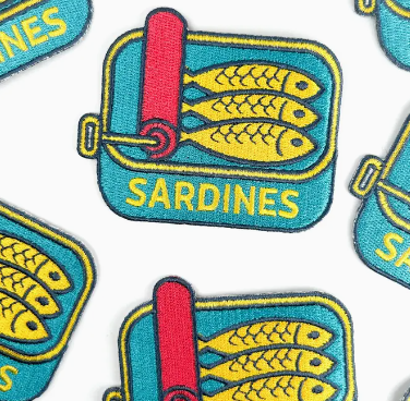 Sardines, iron on patch