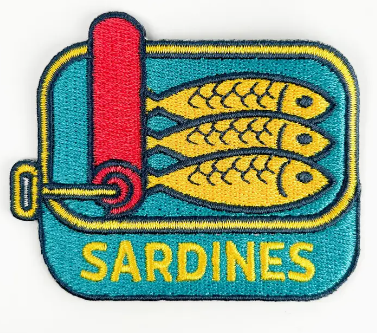 Sardines, iron on patch