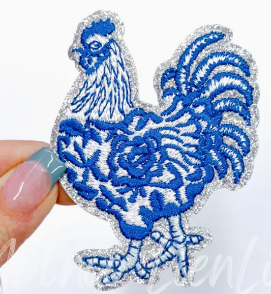 Glitter Chicken, iron on patch