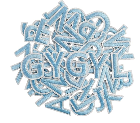 Letters Light Blue, iron on patch