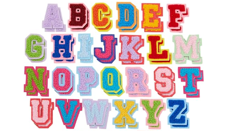 Mixed Color Letters, iron on patch