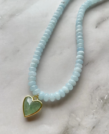 Gemstone Beaded Heart Charm Necklaces