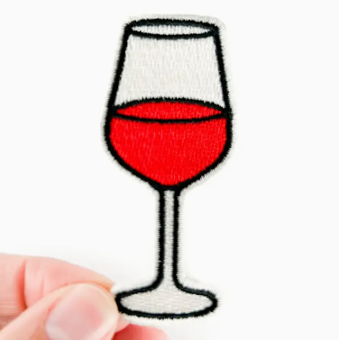 Glass of Wine, iron on patch