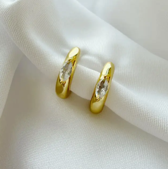 Huggie Hoops with Stone