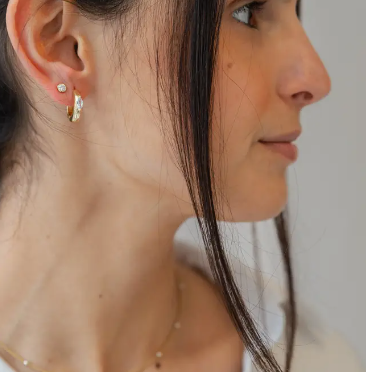 Huggie Hoops with Stone