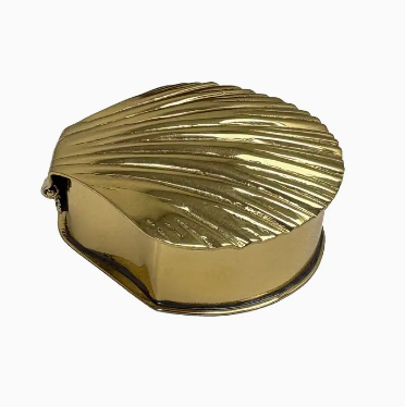 Antiqued Brass Sea Shell Decorative Trinket Box
