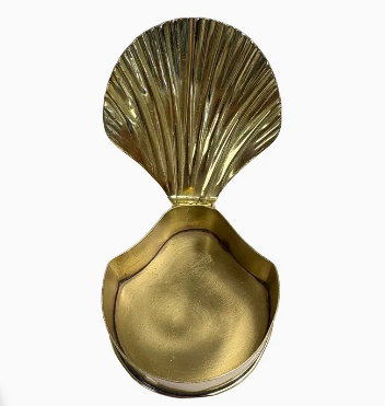 Antiqued Brass Sea Shell Decorative Trinket Box