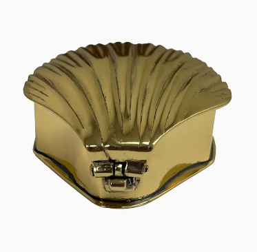 Antiqued Brass Sea Shell Decorative Trinket Box