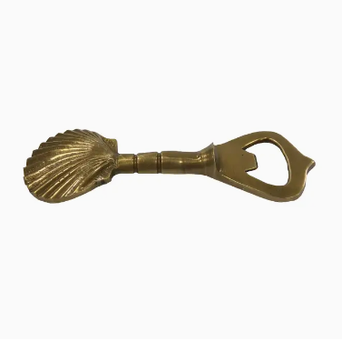 Antiqued Solid Brass Vintage Sea Shell Bottle Opener