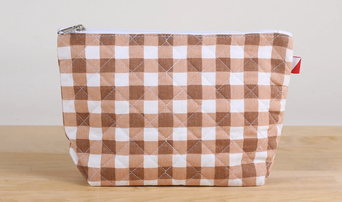 Quilted Gingham Zip Pouch