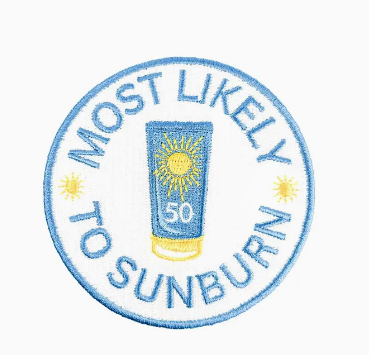Most Likely To Sunburn, iron on patch