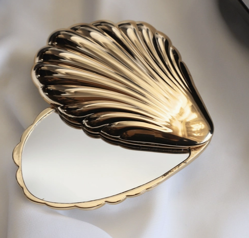 Gold Seashell Compact Mirror