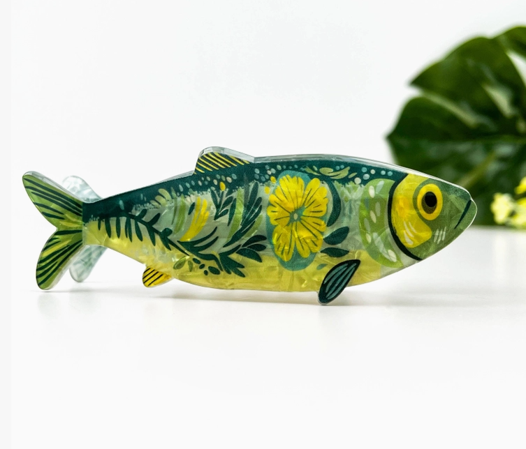 Floral Fish Hair Claw Clip