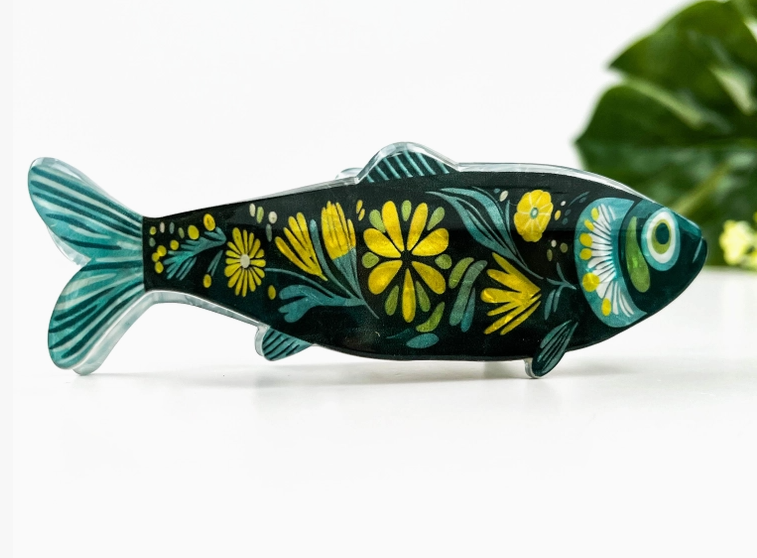 Floral Fish Hair Claw Clip