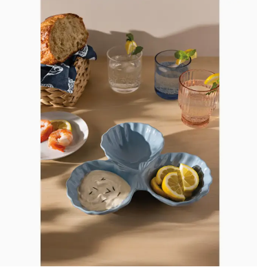 Stoneware Seashell Divided Dish