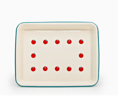 Tomato Enamelware Rectangle Tray