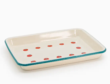 Tomato Enamelware Rectangle Tray