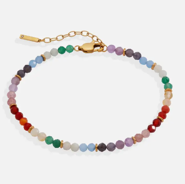 Rainbow Semi-Precious Ankle Bracelet