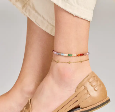 Rainbow Semi-Precious Ankle Bracelet